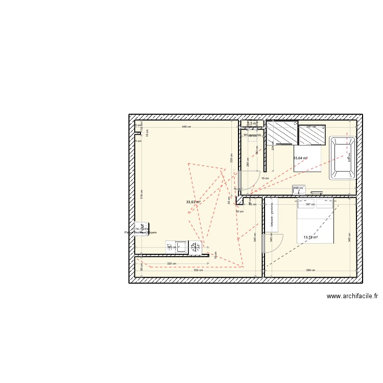 gite 13 2. Plan de 4 pièces et 63 m2