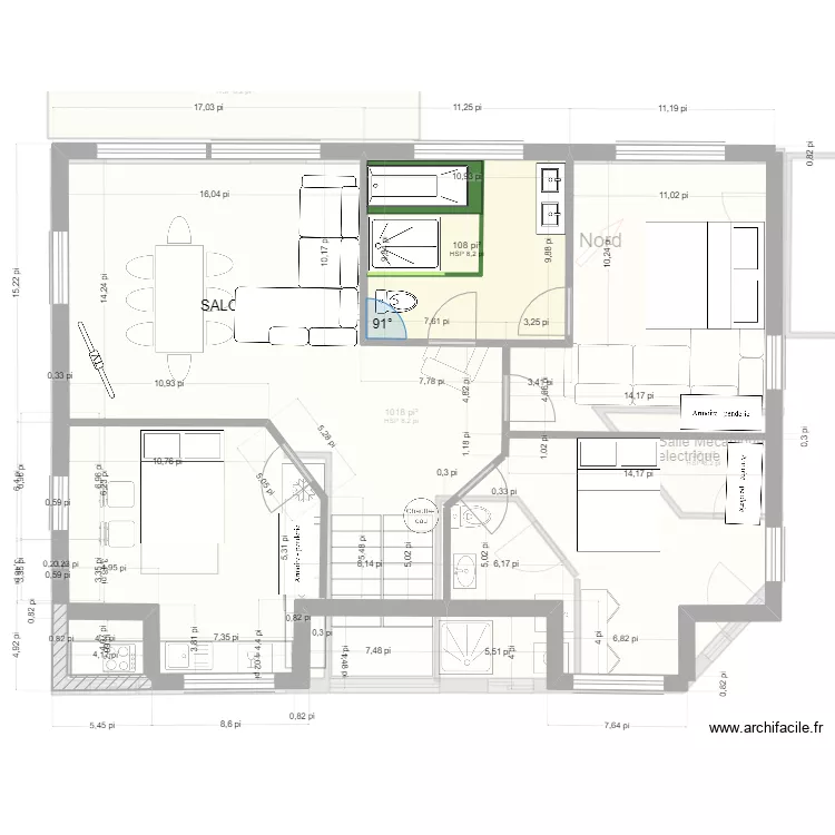 st-antoine 2 etages- 3ch a l'&eacute;tage 6oct2023e_porte tiCab. Plan de 