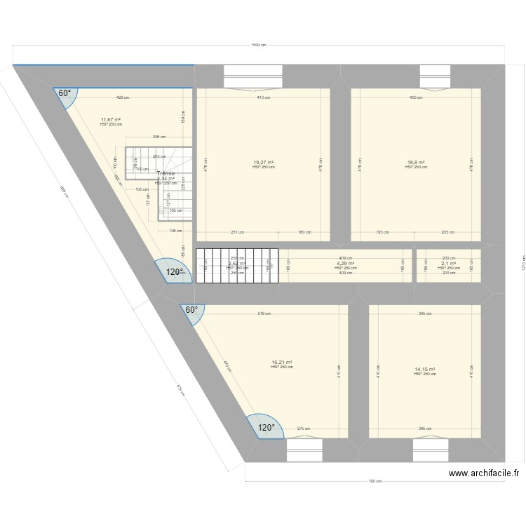 Abadit. Plan de 21 pièces et 294 m2