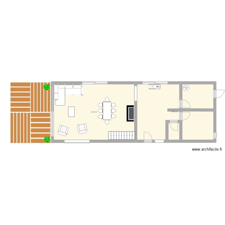 ploezal. Plan de 2 pièces et 83 m2