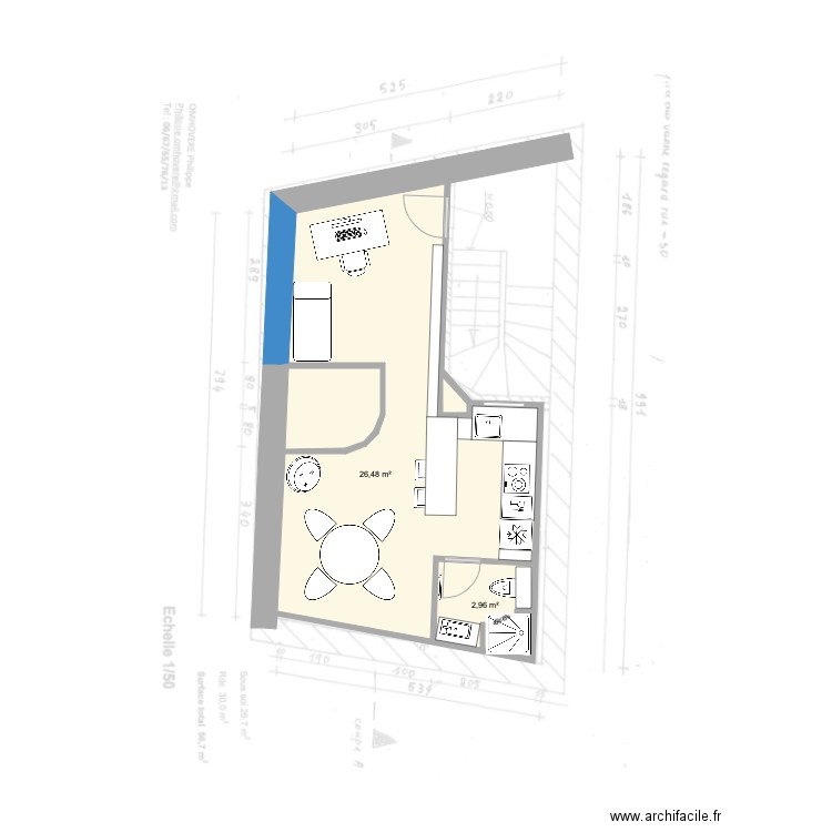 AppartCannaux. Plan de 4 pièces et 32 m2