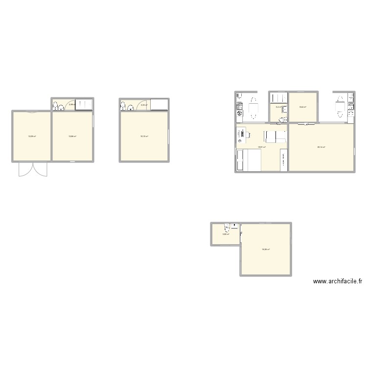 2 master  bedroom. Plan de 11 pièces et 111 m2
