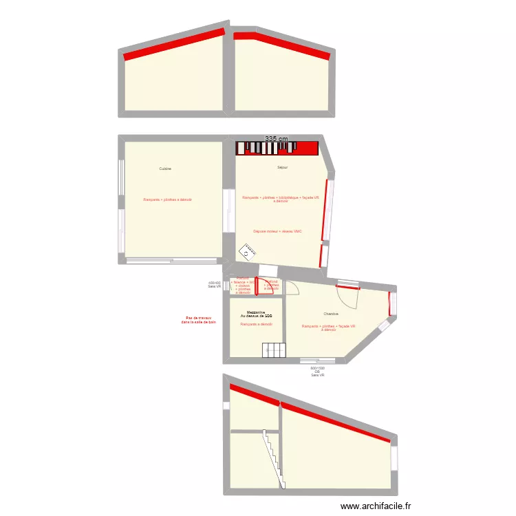 Barcelone T2 Apr&egrave;s - D&eacute;molition. Plan de 