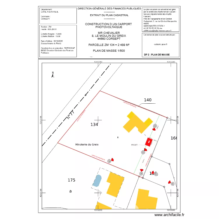 DP 2 CHEVALIER CORSEPT. Plan de 