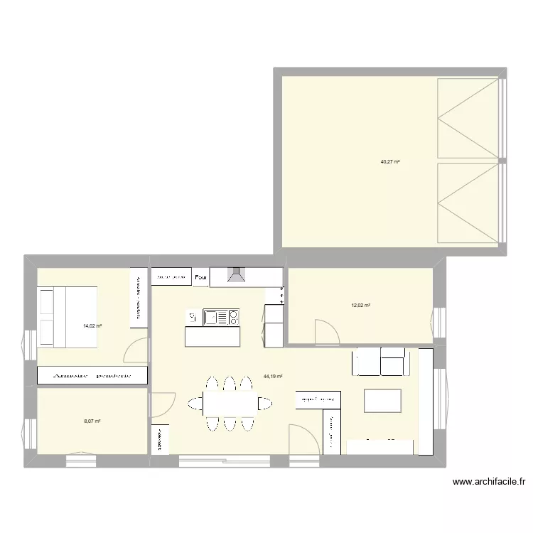 Petite maison 80m2 habitable. Plan de 