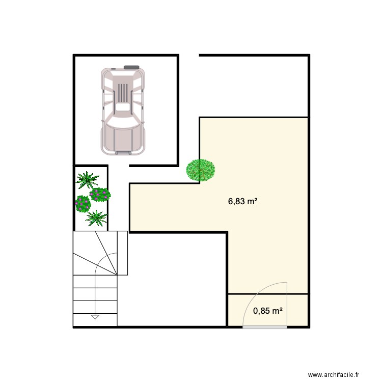 Jardin Strasbourg . Plan de 2 pièces et 8 m2