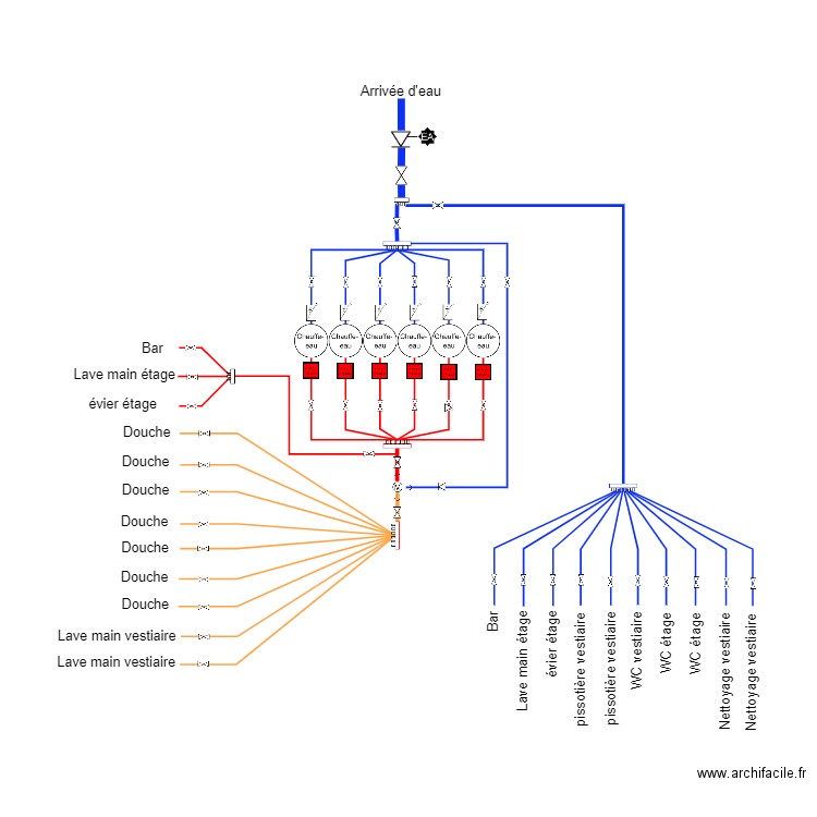 Padel arena plomberie. Plan de 0 pièce et 0 m2