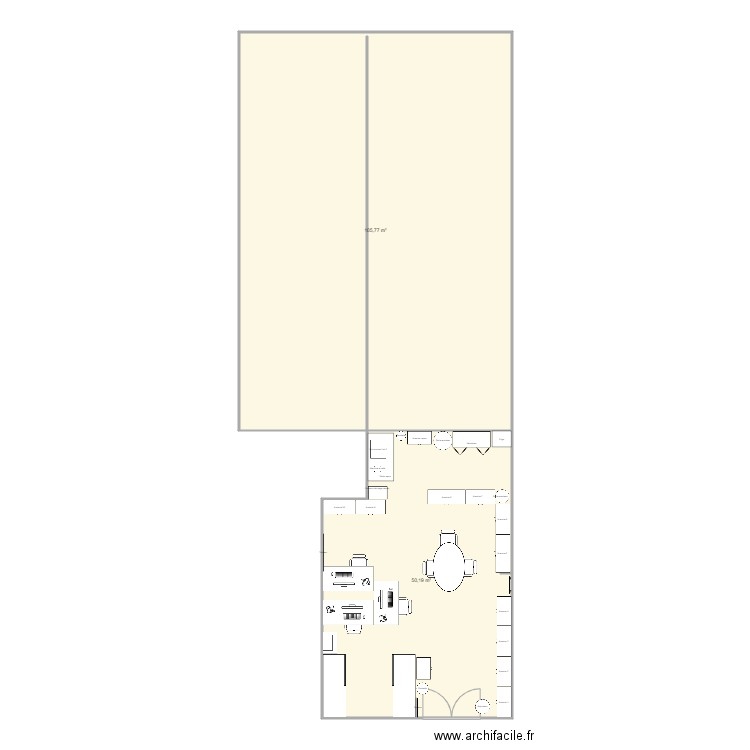Atelier Maintenance + Soudure. Plan de 2 pièces et 156 m2