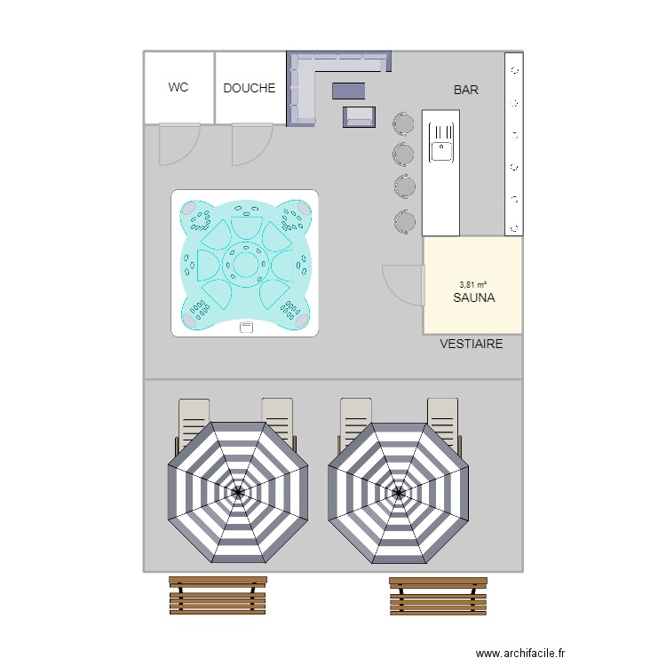 extention exterieur. Plan de 5 pièces et 77 m2