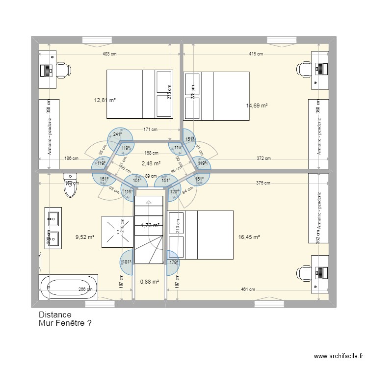 Maison haut 1. Plan de 7 pièces et 59 m2