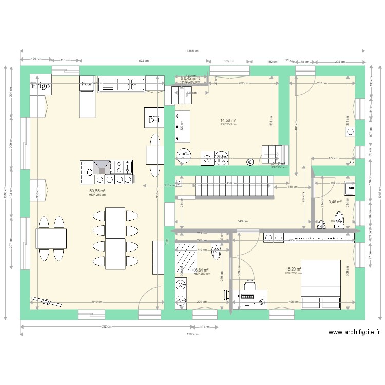 Caro plan RdC aménagement du 8 janvier 2022. Plan de 0 pièce et 0 m2