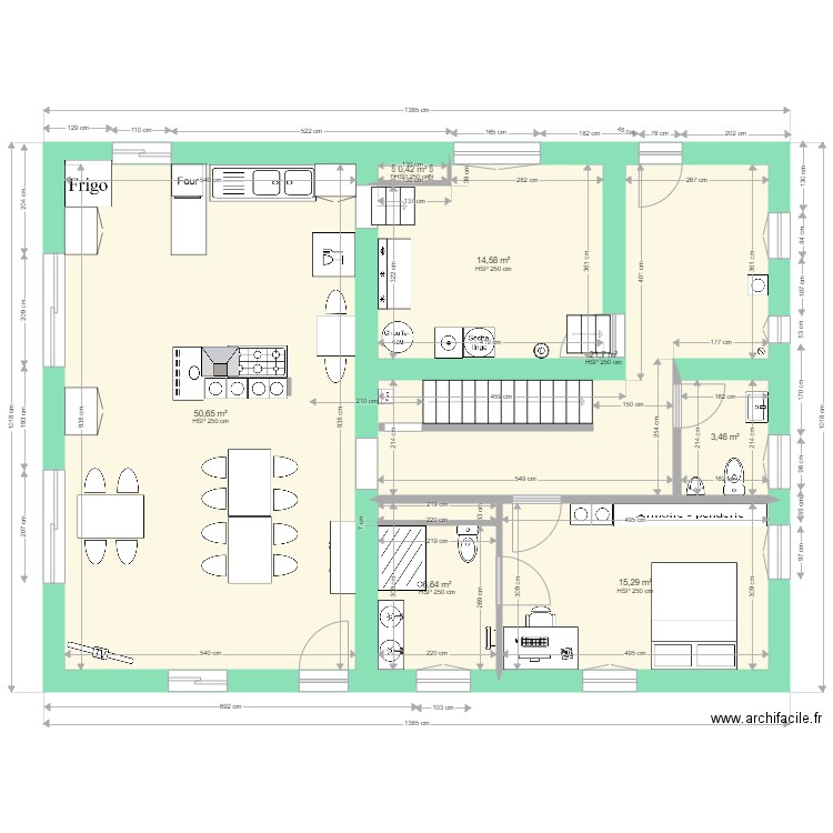 Caro plan RdC aménagement du 8 janvier 2022. Plan de 0 pièce et 0 m2