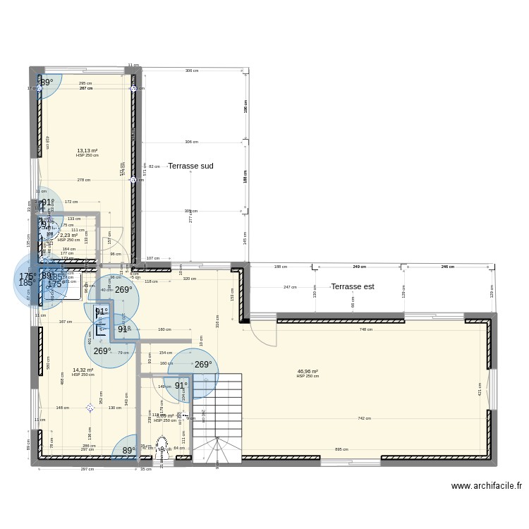 rez de chaussée razetta. Plan de 5 pièces et 80 m2