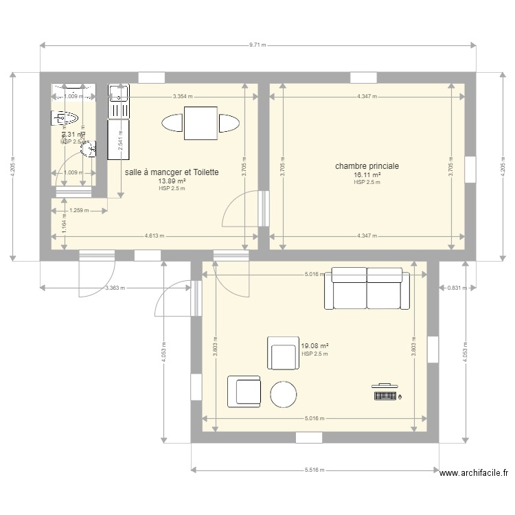 plan 2 appartement mahotiere 83 CHEZ TOUSSAINT. Plan de 0 pièce et 0 m2