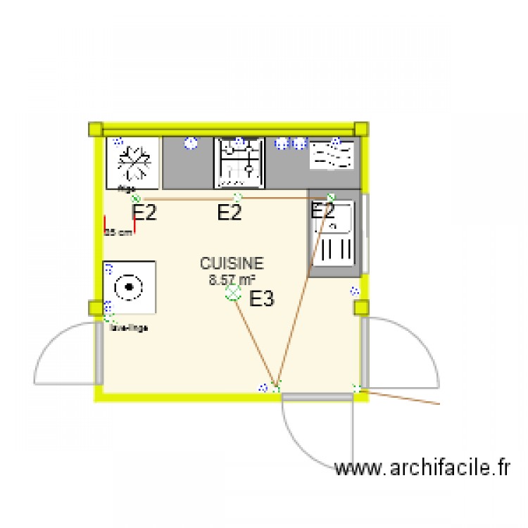 électricité CUISINE. Plan de 0 pièce et 0 m2