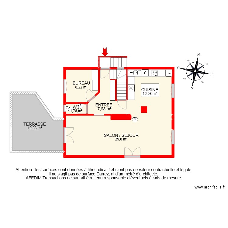 BI 10272 RDC . Plan de 9 pièces et 90 m2