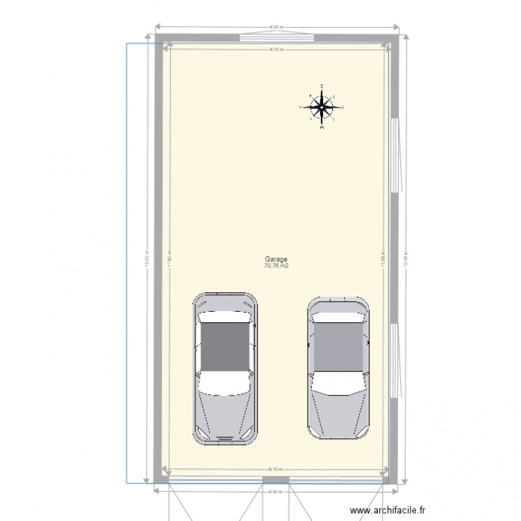 Projet Garage Pautussac 4. Plan de 2 pièces et 125 m2