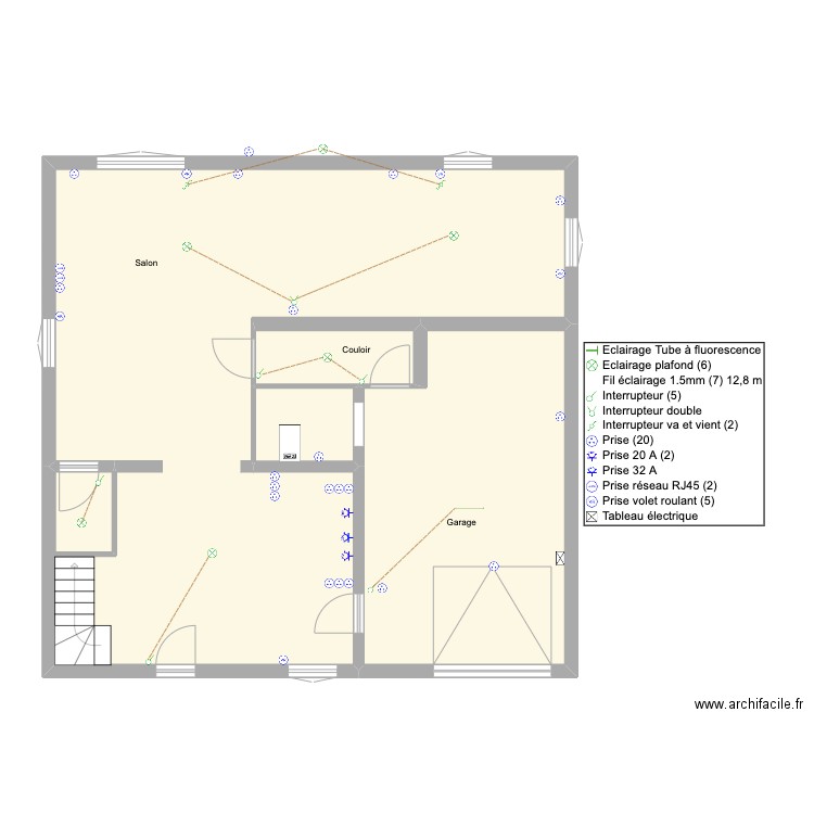 guevel. Plan de 4 pièces et 100 m2