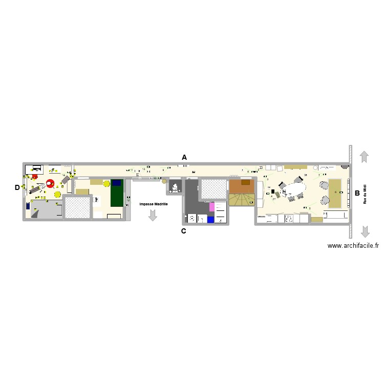 Midi 29 (appartement). Plan de 9 pièces et 68 m2