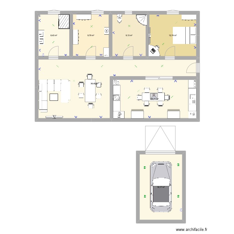 amine CHEDEVRE Alfi . Plan de 7 pièces et 115 m2