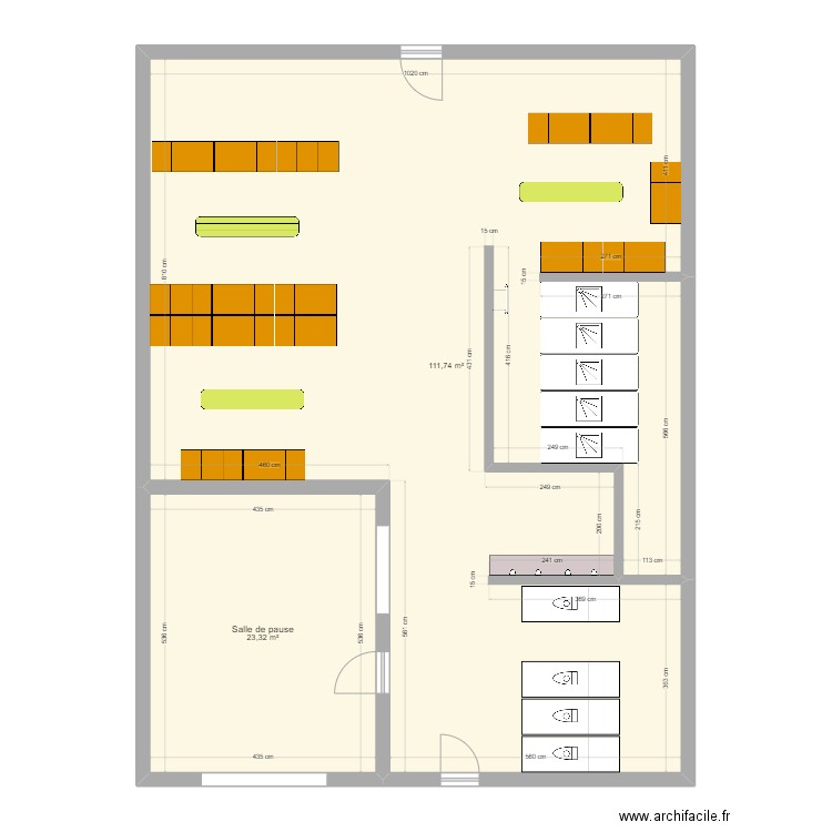 vestiaire3. Plan de 2 pièces et 135 m2