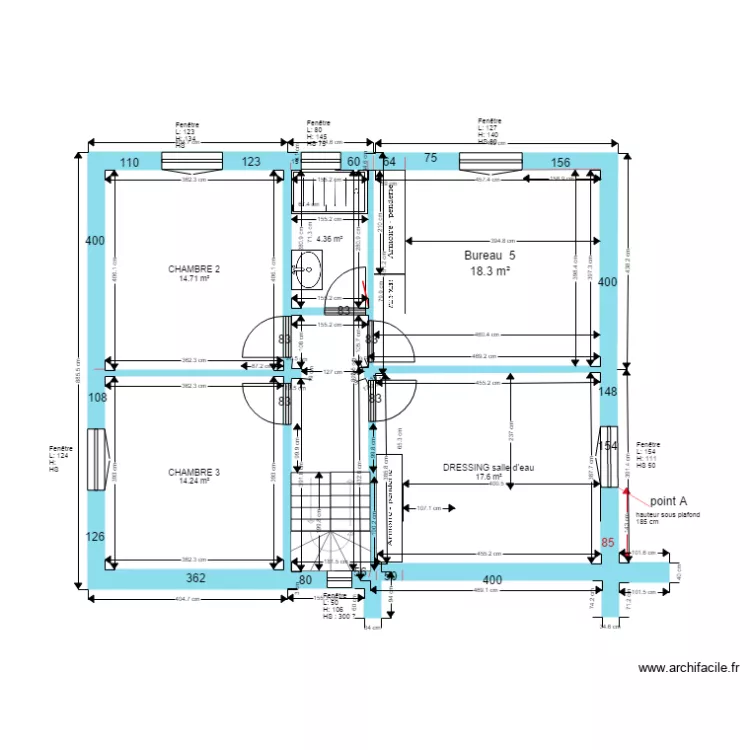 relevé cotes maison étage. Plan de relevé cotes maison étage. Plan de