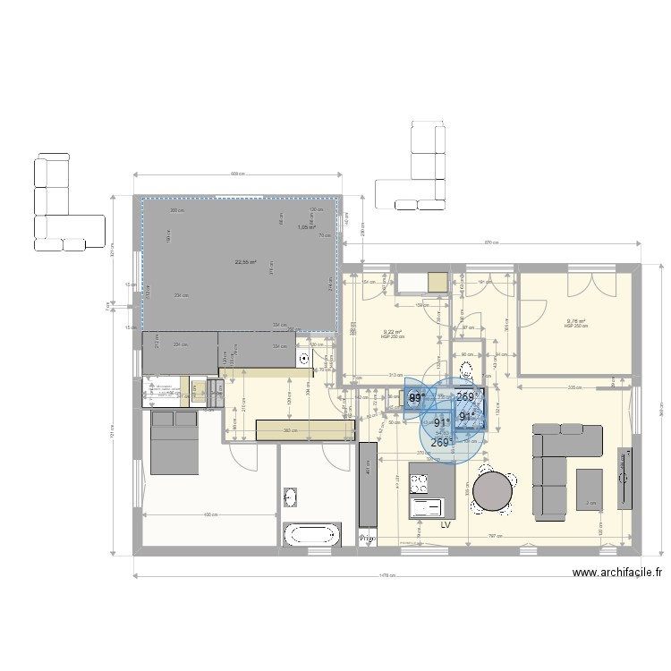                    Yvrac RDC PROJET 3  18 AOUT 2022. Plan de 10 pièces et 121 m2