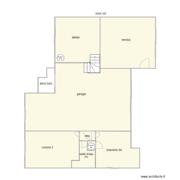 courtin sous sol am. Plan de 7 pièces et 102 m2