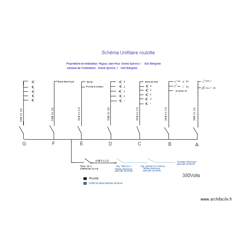 roulotte schema unifilaire. Plan de 0 pièce et 0 m2