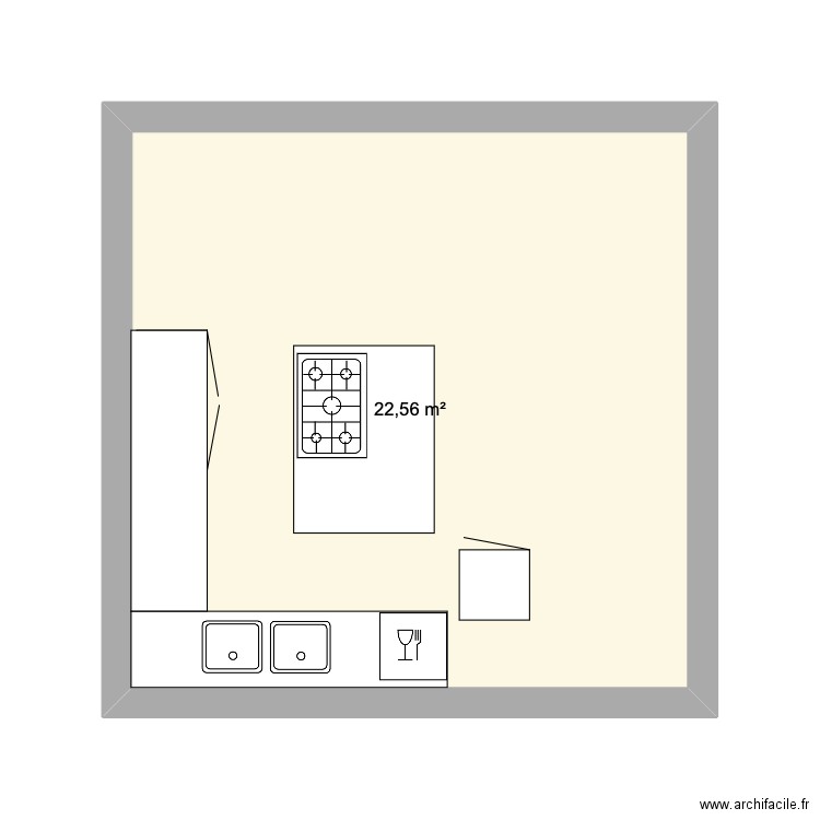 Bois Renault Cuisine. Plan de 1 pièce et 23 m2