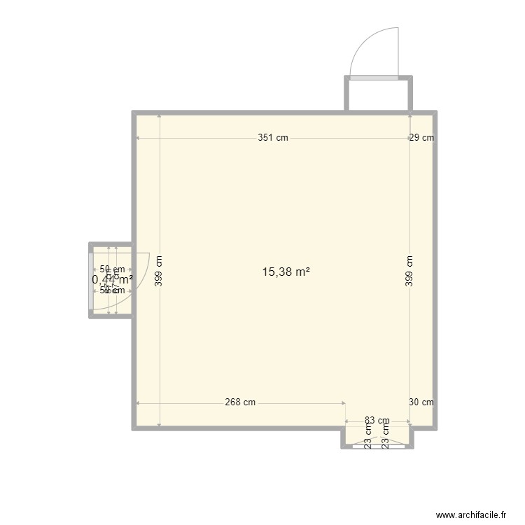 Cuisine Ker Mimi. Plan de 2 pièces et 16 m2