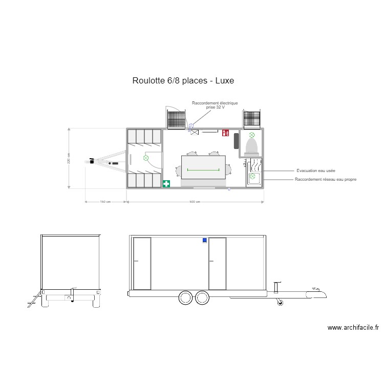 BVR FABRICATION 8 places luxe. Plan de 3 pièces et 10 m2