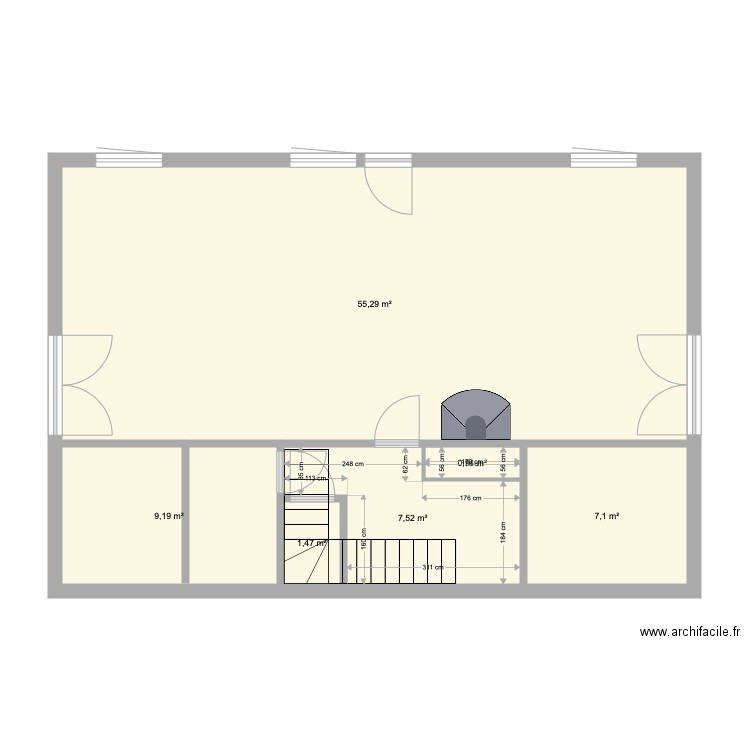 maison rdc. Plan de 6 pièces et 82 m2