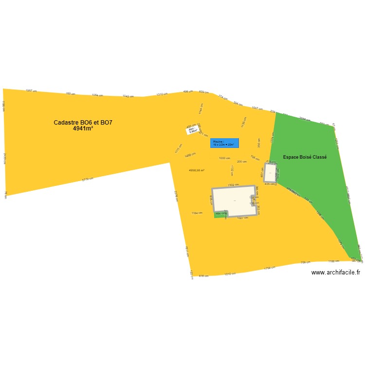 Plan de Masse Piscine. Plan de 2 pièces et 151 m2