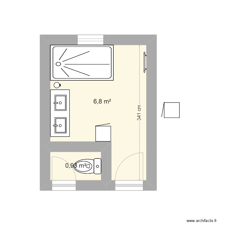 brian et sophie. Plan de 2 pièces et 8 m2