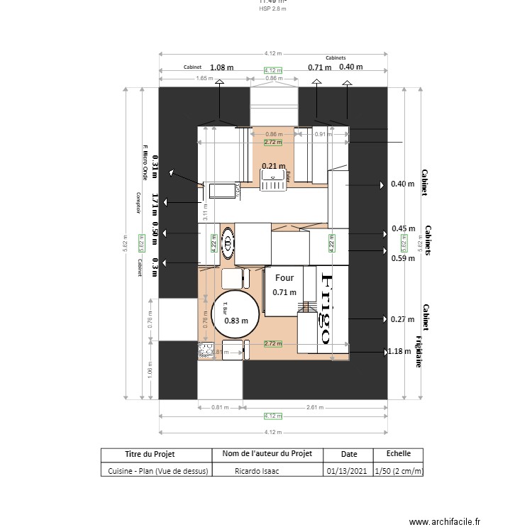 PLAN   CUISINE VUE DE DESSUS 666666. Plan de 0 pièce et 0 m2