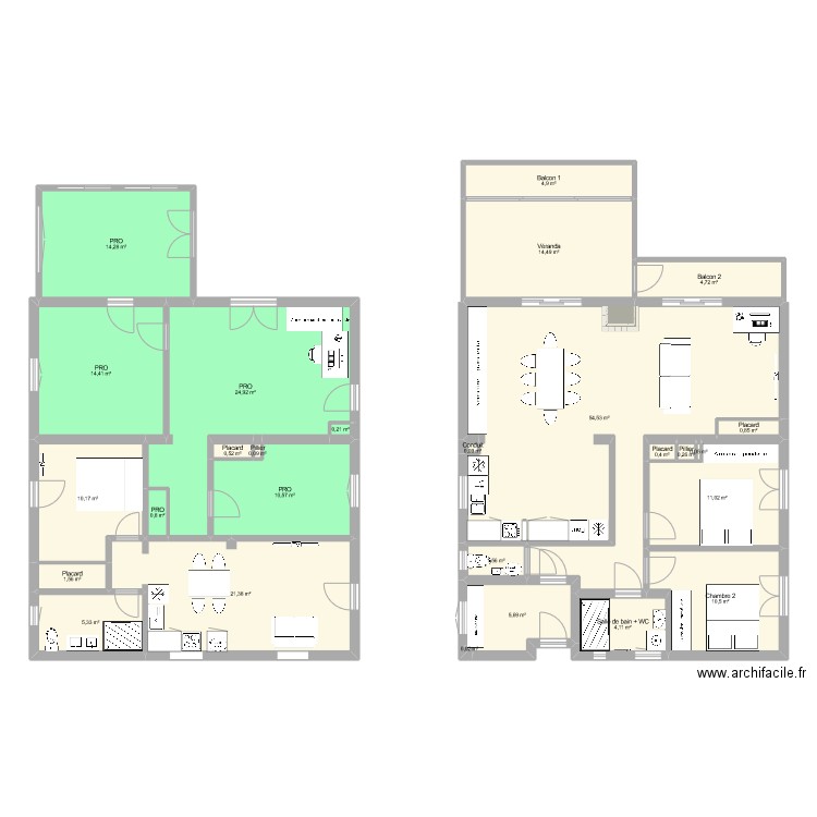 Carcès vie en haut + location en bas V9. Plan de 27 pièces et 217 m2