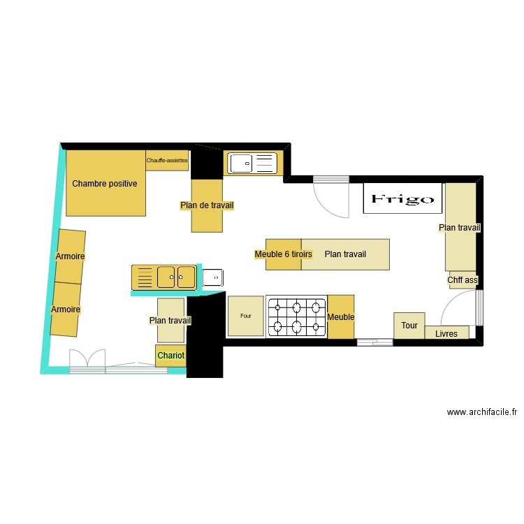 Plan cuisine et véranda. Plan de 0 pièce et 0 m2