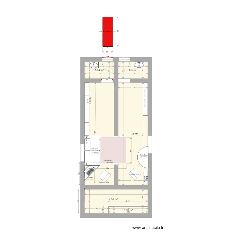 Le Corbusier Bas convertible JULIAN. Plan de 0 pièce et 0 m2