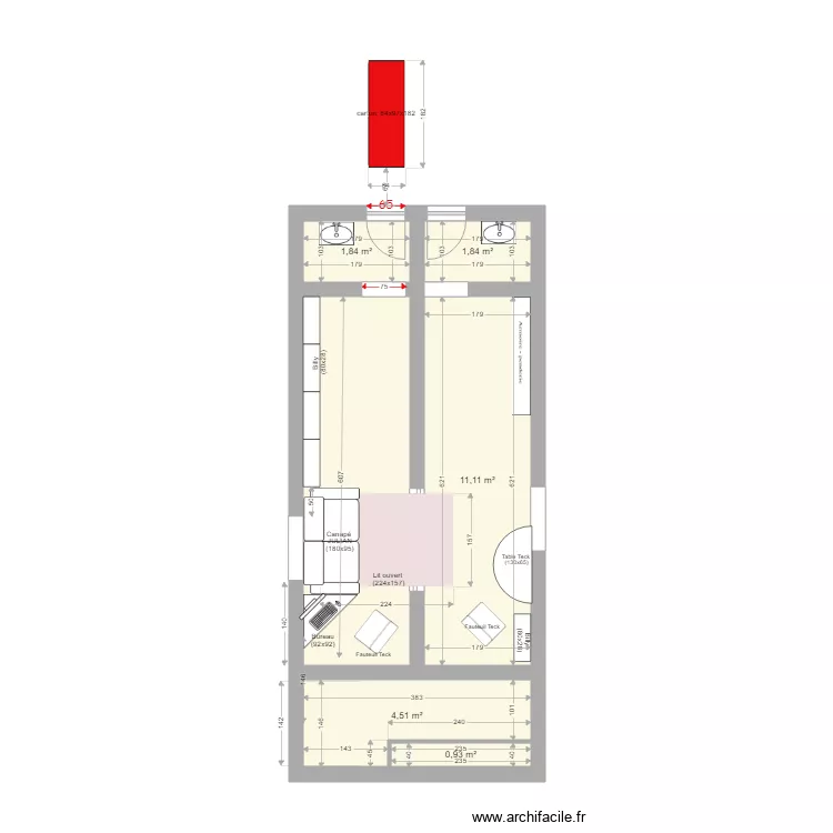 Le Corbusier Bas convertible JULIAN. Plan de 