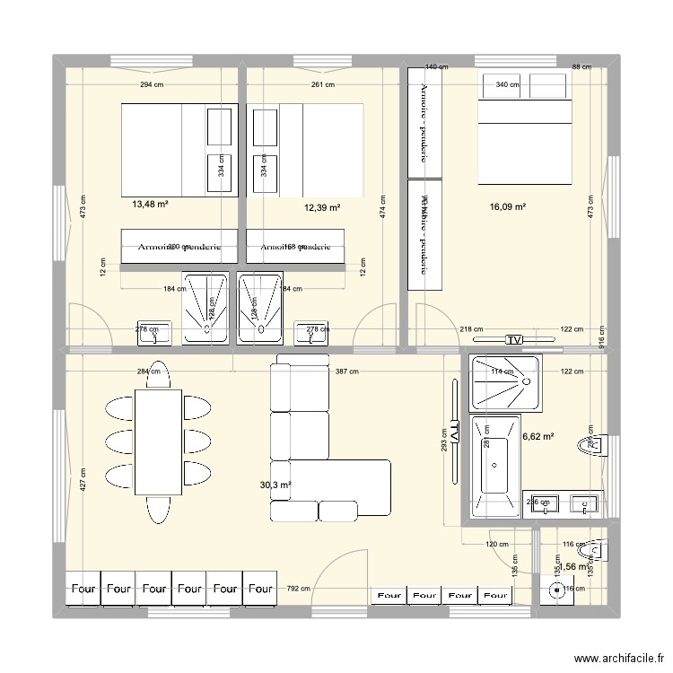 Olivet 2e Grand Salon. Plan de 6 pièces et 80 m2