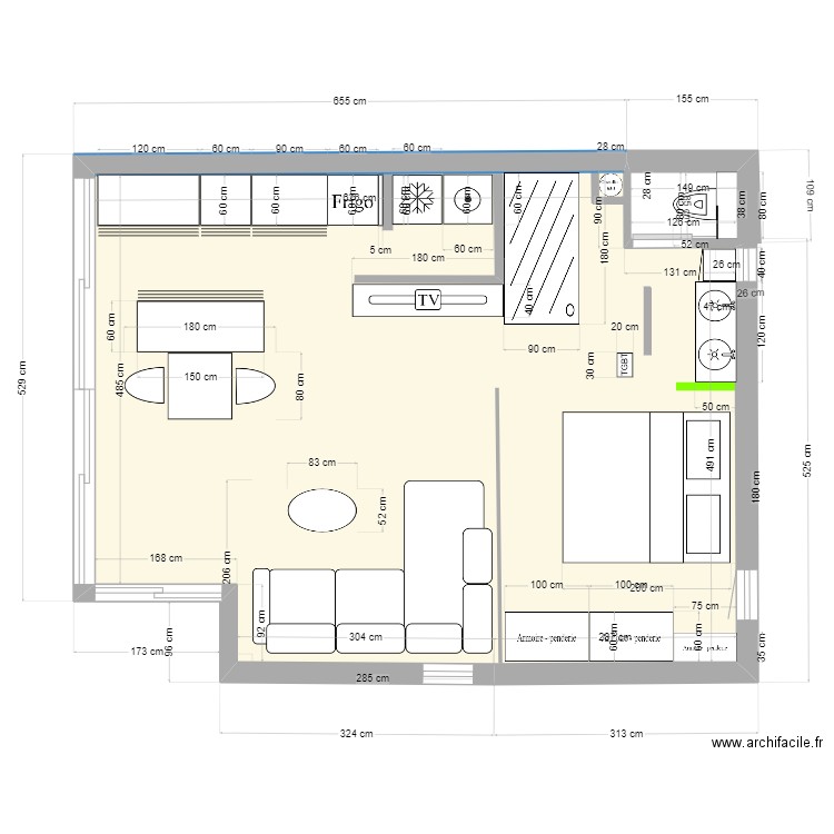 VPN 07.08.23. Plan de 1 pièce et 41 m2