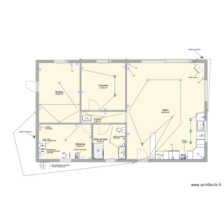 Maison Castel 90m2 plomberie. Plan de 0 pièce et 0 m2