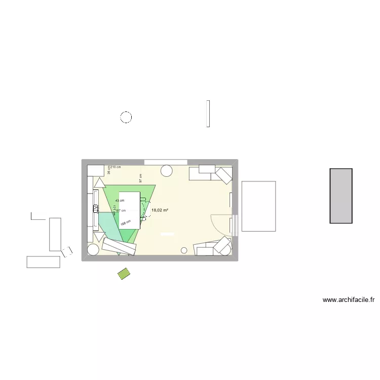 Studio Tr&eacute;voux rapproch&eacute;. Plan de 