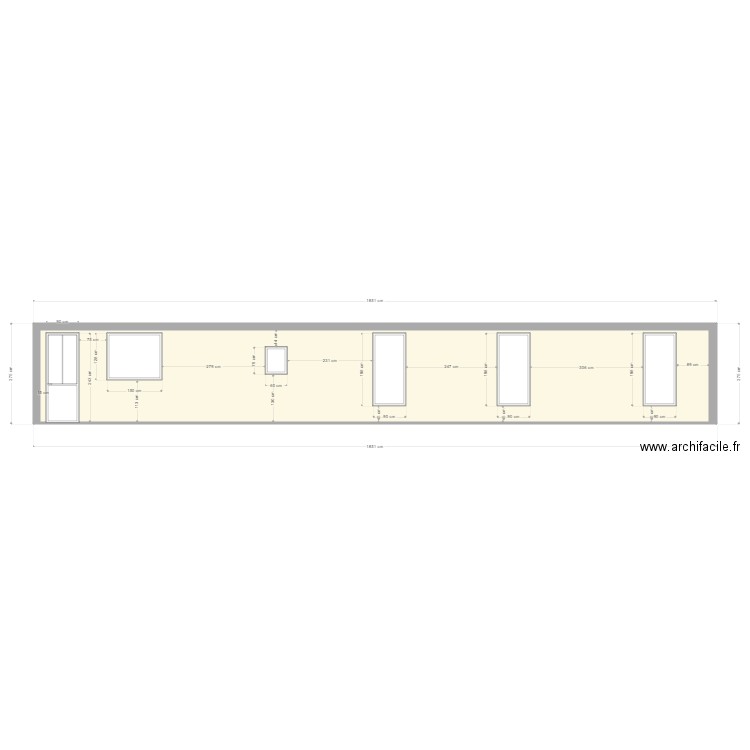 Facade EST1. Plan de 1 pièce et 45 m2