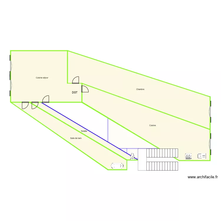 FONTANT 1 ER DROITE bidont. Plan de 