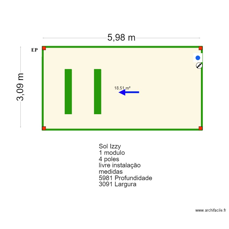 Andrew Gibson- Almancil. Plan de 1 pièce et 19 m2