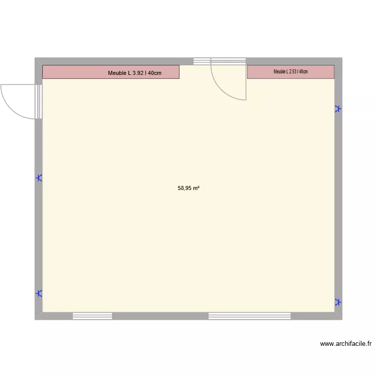 Classe Fabienne M1-M2. Plan de 1 Pièce et 59 m²
