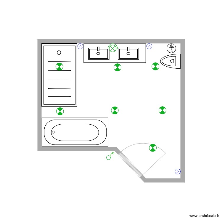 SDB Jadot L implantation. Plan de 1 pièce et 10 m2
