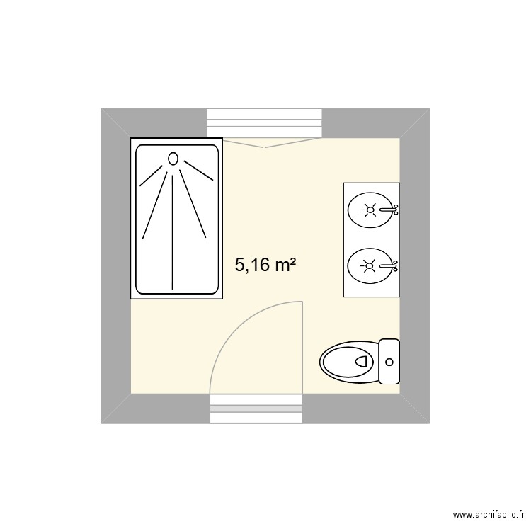 sall de bain. Plan de 1 pièce et 5 m2